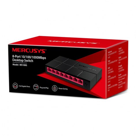 Mercusys | Switch | MS108G | Unmanaged | Desktop | 10/100 Mbps (RJ-45) ports quantity | 1 Gbps (RJ-45) ports quantity | SFP port - 2